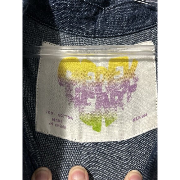 Derek Heart Roll Tab Sleeve Button Down Denim Shirt Dress Juniors Size Medium - Picture 2 of 8